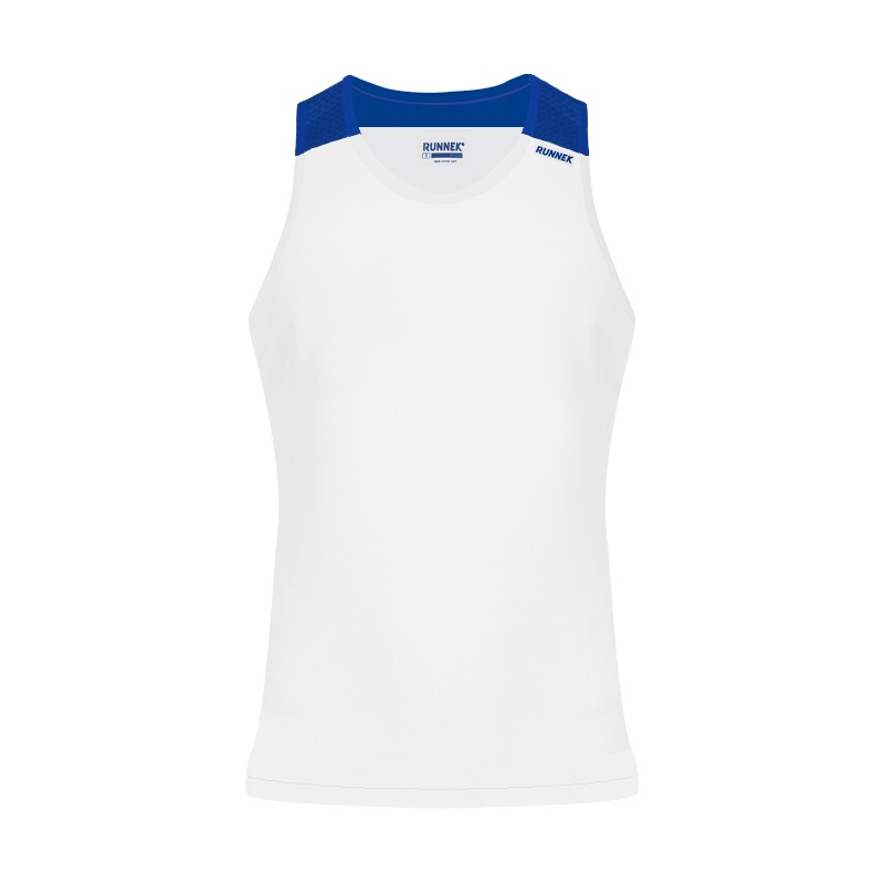 Debardeur Technique Runnek Vest Blanc Bleu Royal Femme Face