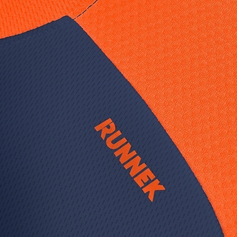 Maillot Technique Runnek Score Bleu Navy Orange Fluo Detail