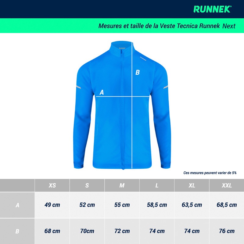 Mesures Veste Runnek Ace France Mesures Veste Runnek Next France