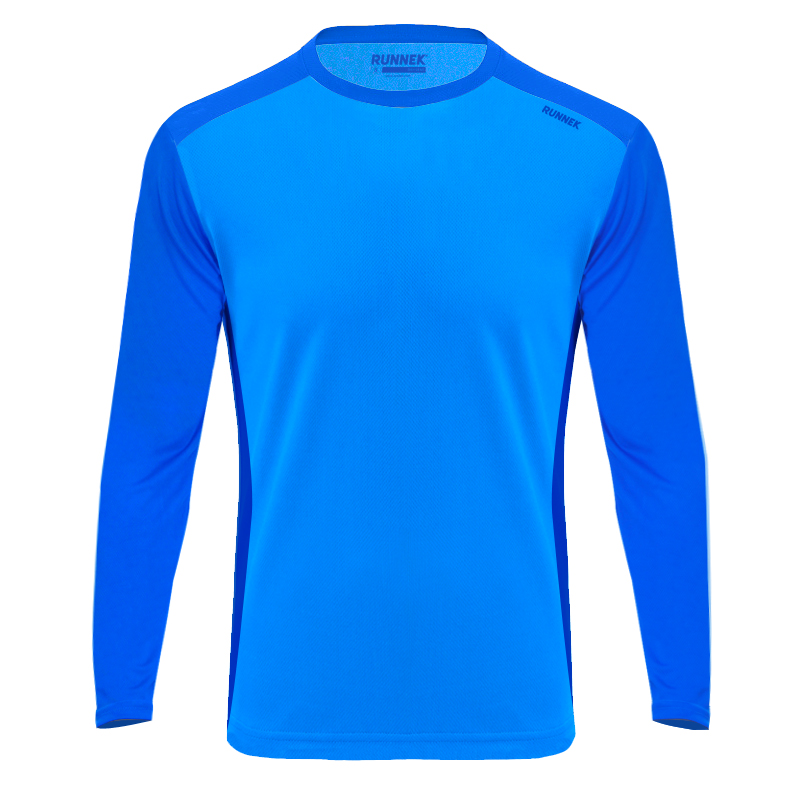 Maillot technique runnek ethilo bleu royal homme detail face