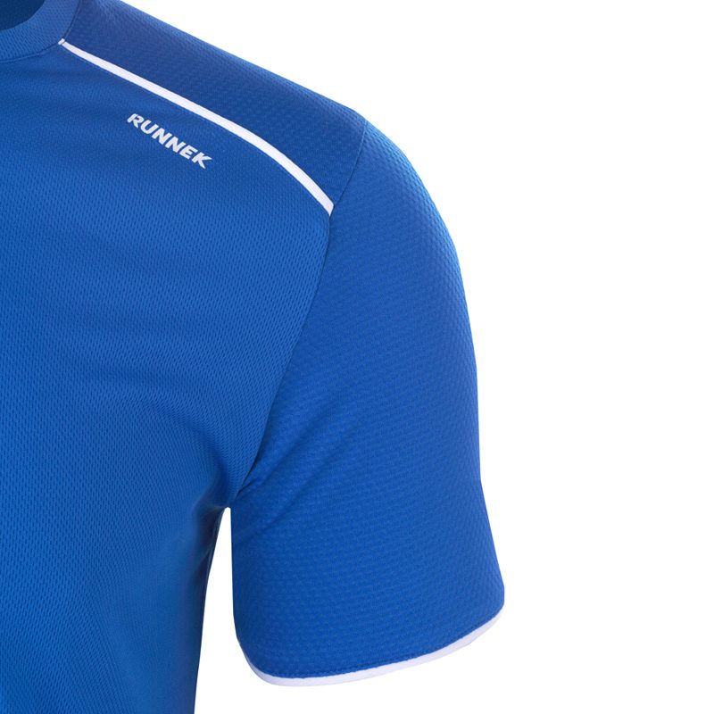 Maillot technique runnek ultra bleu royal blanc homme detail