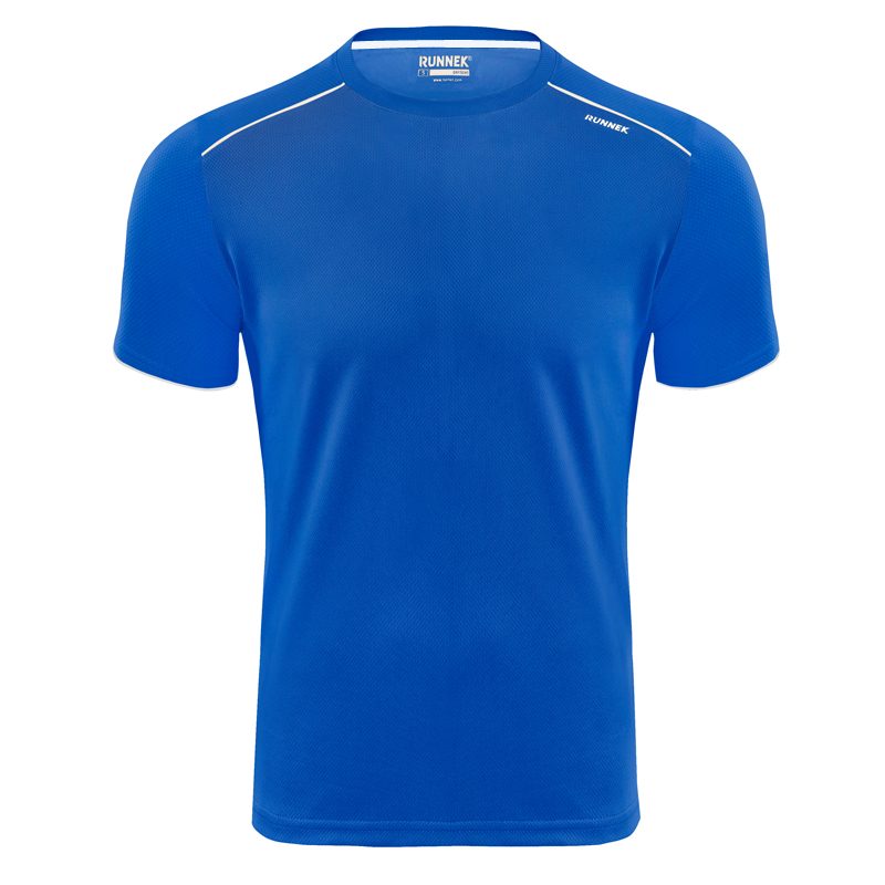Maillot technique runnek ultra bleu royal blanc homme face