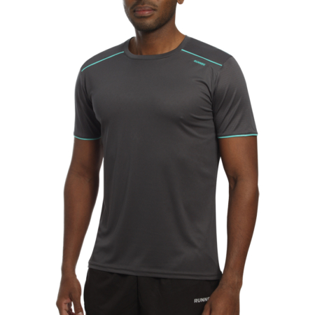 Maillot technique runnek ultra gris plomb bleu aqcuamarine