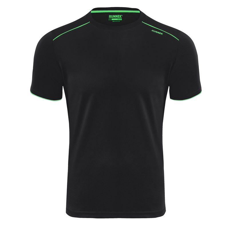 Maillot technique runnek ultra noir vert fluo face