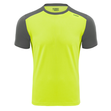 Maillot technique runnek limit jaune fluo girs plomb homme face