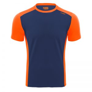 Maillot technique runnek score bleu navy orange fluo face