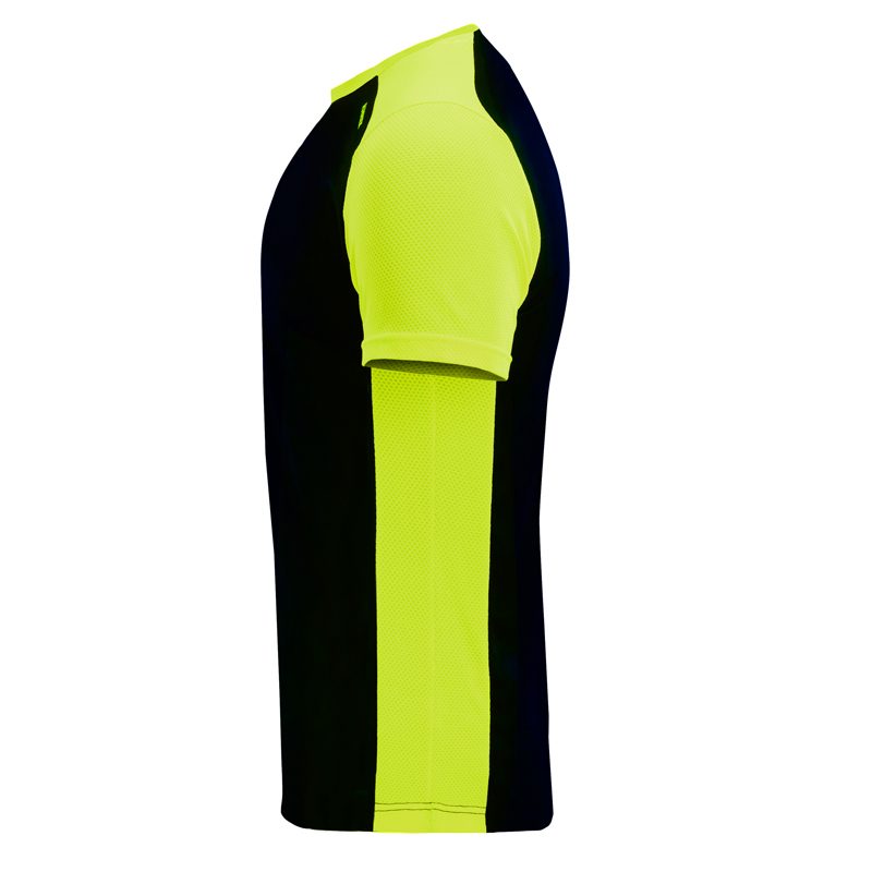 Maillot technique runnek score noir jaune fluor homme cote