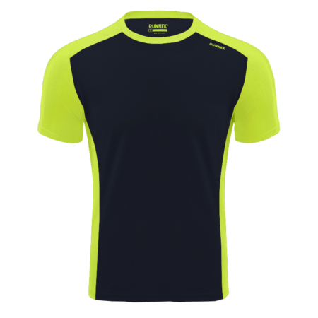Maillot technique runnek score noir jaune fluor homme face